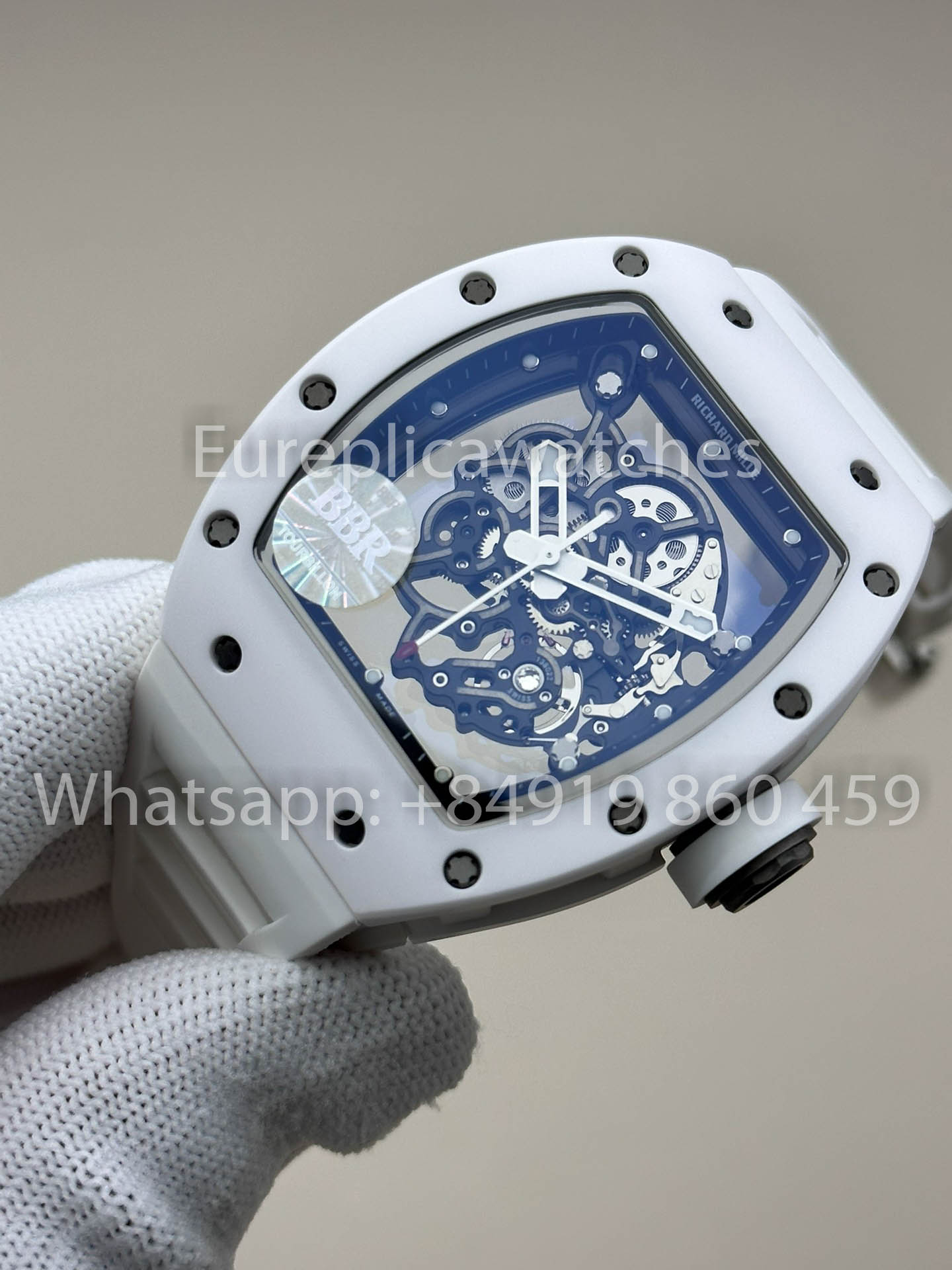 RICHARD MILLE RM055 Bianco ceramica Cassa 1:1 Best Clone APS Fabbrica Bianco cinturino