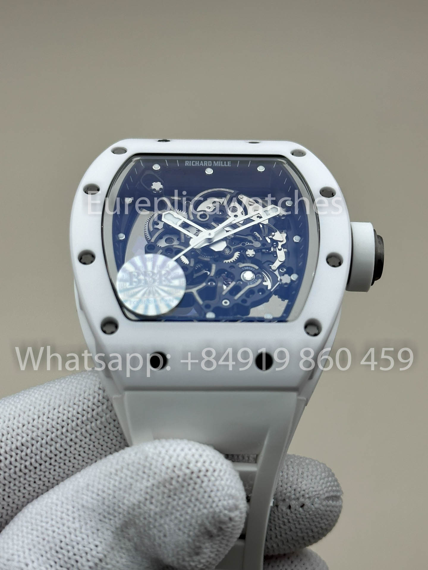 RICHARD MILLE RM055 Bianco ceramica Cassa 1:1 Best Clone APS Fabbrica Bianco cinturino