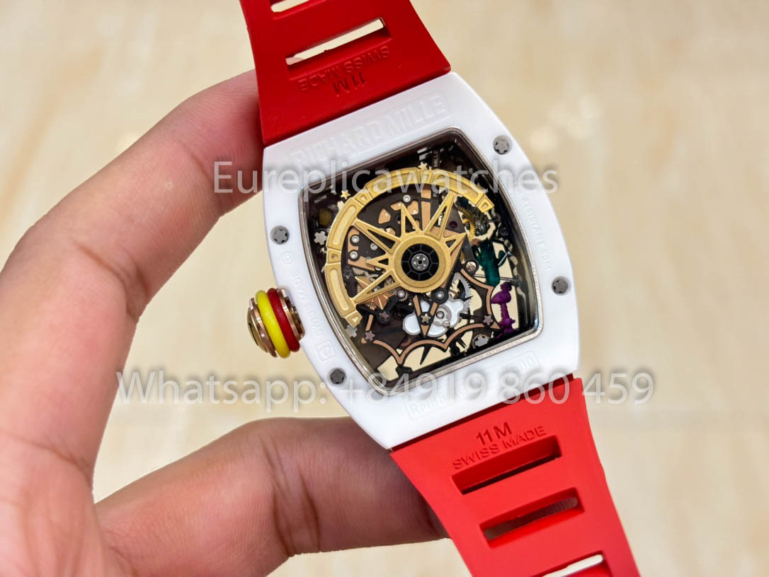 Richard Mille RM88 Smiley V2 Caixa de Cerâmica 1:1 Melhor Clone Vermelho Borracha Cinturino
