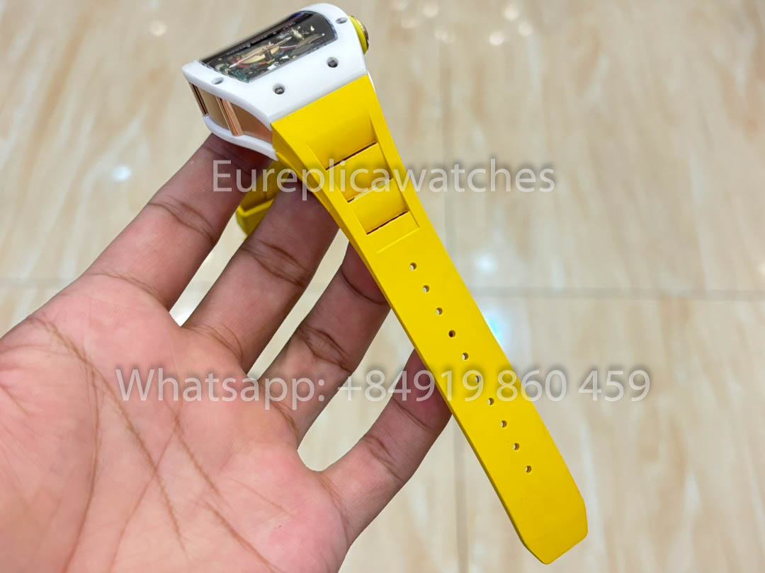 Richard Mille RM88 Smiley V2 Caixa de Cerâmica 1:1 Melhor Clone Amarelo Borracha Cinturino
