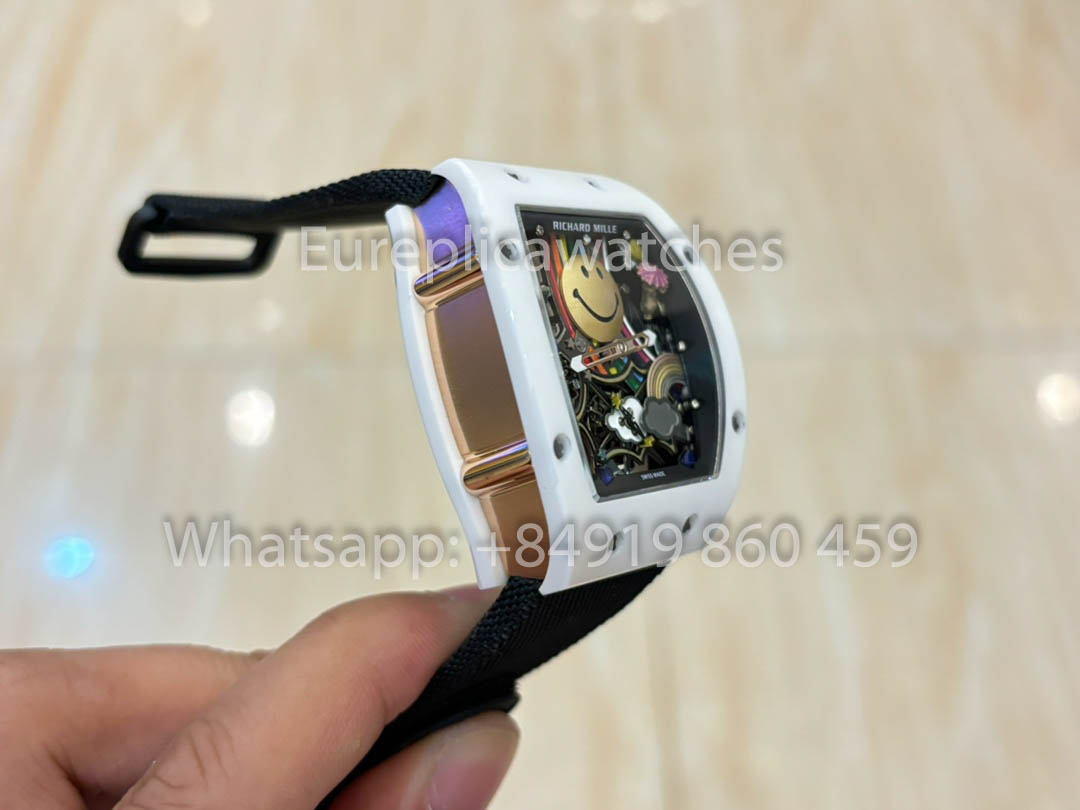 Richard Mille RM88 Smiley V2 Ceramic Case 1:1 Best Clone Black Velcro Cinturino