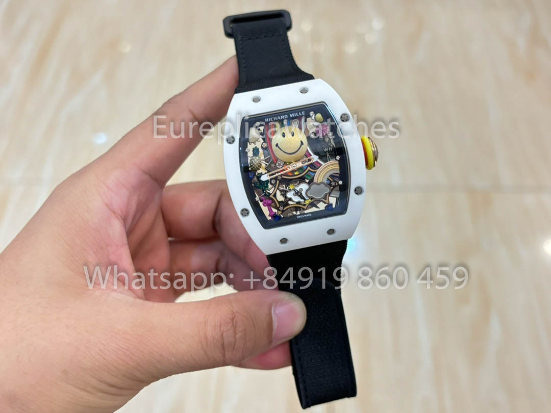 Richard Mille RM88 Smiley V2 Ceramic Case 1:1 Best Clone Black Velcro Cinturino