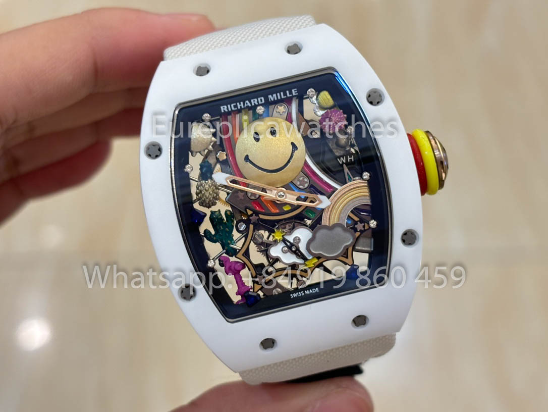 Richard Mille RM88 Smiley V2 Ceramic Case 1:1 Best Clone White Velcro Cinturino