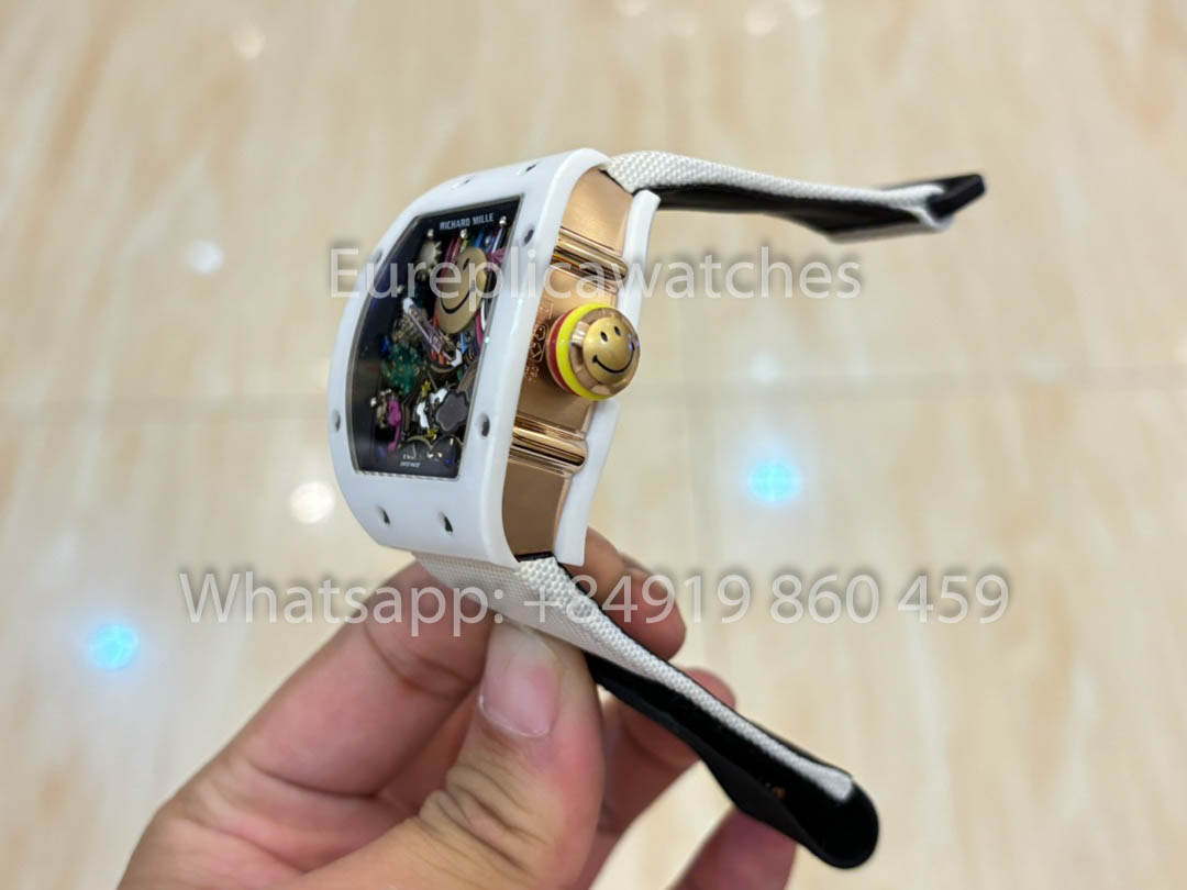Richard Mille RM88 Smiley V2 Ceramic Case 1:1 Best Clone White Velcro Cinturino