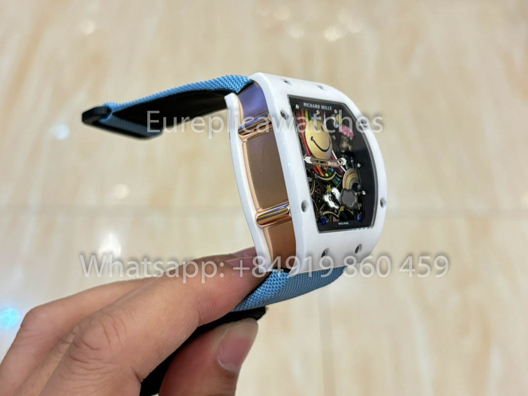 Richard Mille RM88 Smiley V2 Ceramic Case 1:1 Best Clone Blue Velcro Cinturino