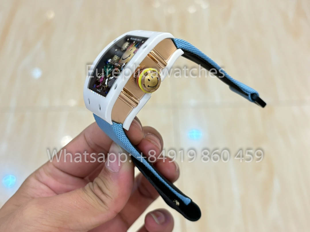 Richard Mille RM88 Smiley V2 Ceramic Case 1:1 Best Clone Blue Velcro Cinturino