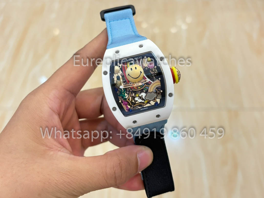 Richard Mille RM88 Smiley V2 Ceramic Case 1:1 Best Clone Blue Velcro Cinturino
