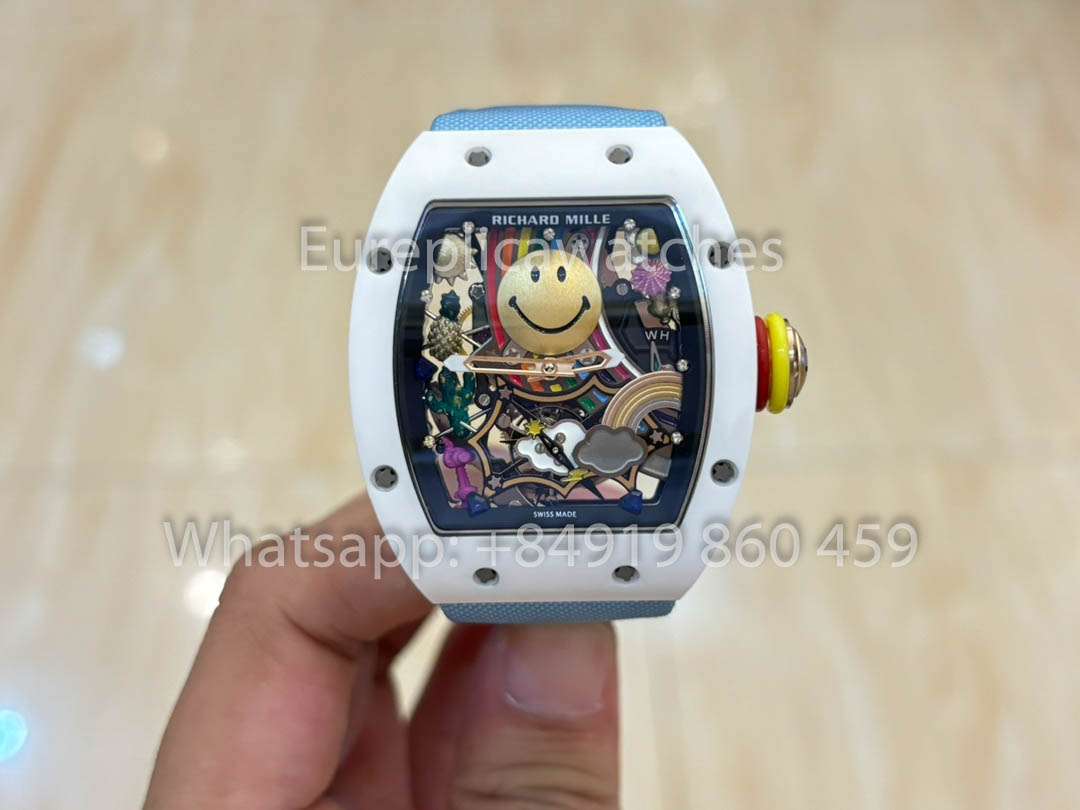 Richard Mille RM88 Smiley V2 Ceramic Case 1:1 Best Clone Blue Velcro Cinturino