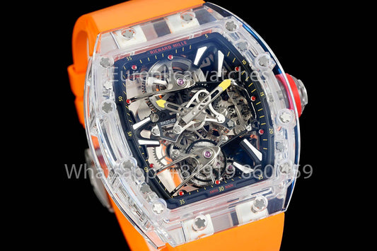 Richard Mille RM 56-02 Tourbillon 1:1 Best Clone RM Fabbrica Orange Rubber cinturino Newest version