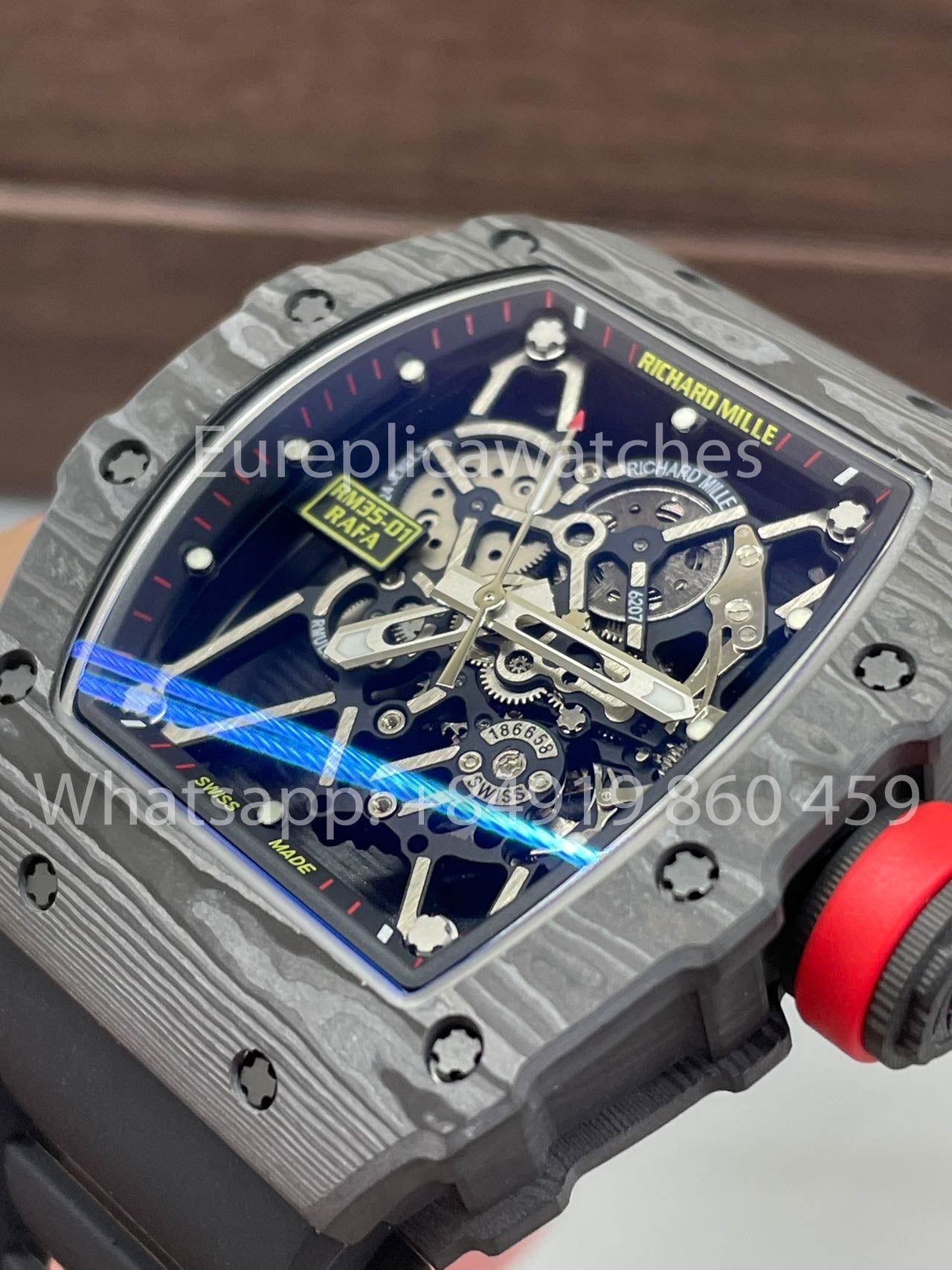 Richard Mille RM35-01 NTPT Carbonio Cassa 1:1 Best Clone BBR Fabbrica V2 Nero Gomma cinturino