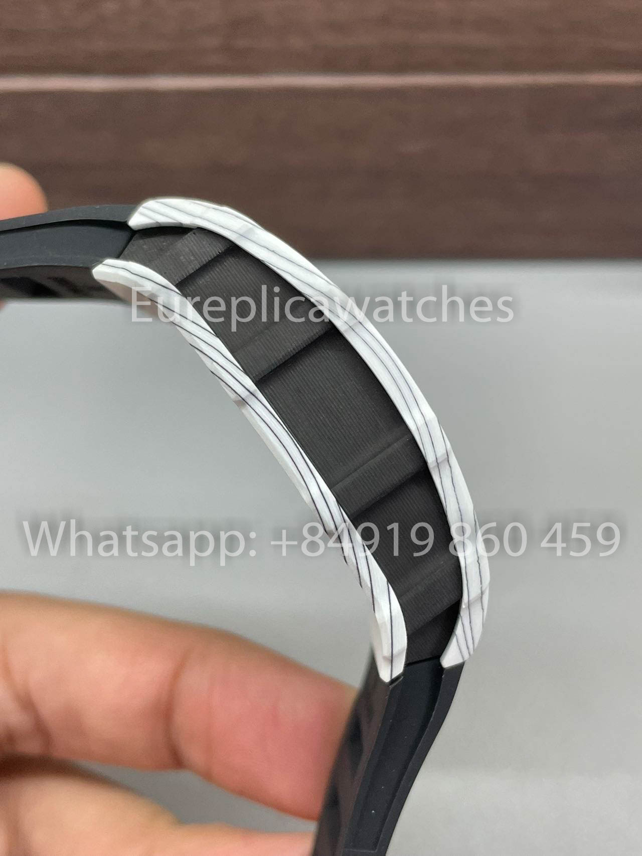 Richard Mille RM35-01 Bianco Carbonio Cassa 1:1 Mejor clon BBR Fabbrica V2 Nero Gomma cinturino