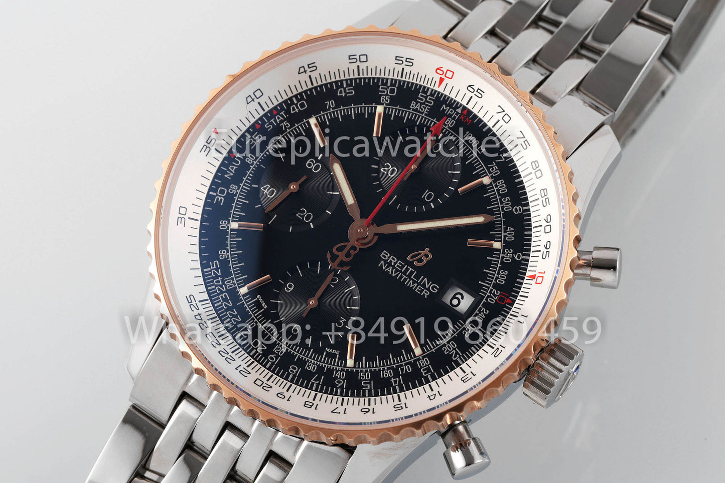 BREITLING Navitimer cronografo A13324121B1X1 quadrante nero RG 1:1 Best Clone EF Fabbrica