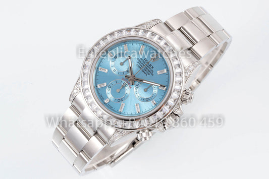 Rolex Daytona Rainbow Ice cuadrante azul 40mm 1:1 Best Clone EF Fabbrica Gomma cinturino SS