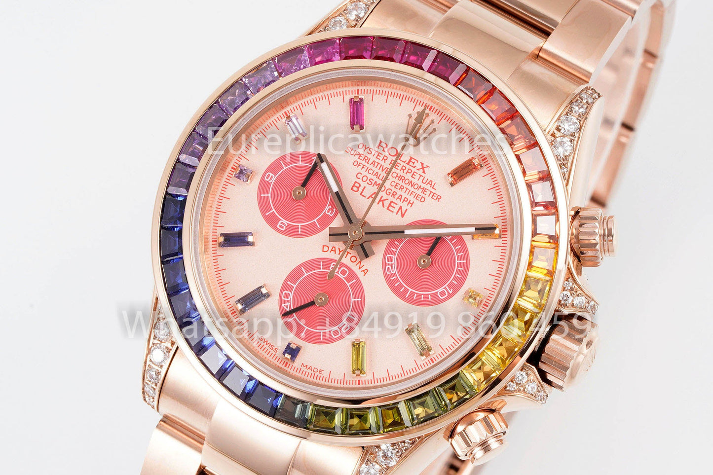 Rolex Daytona Rainbow Blacken Pink Rosa Oro 40 mm 1:1 Mejor clon EF Fabbrica SS