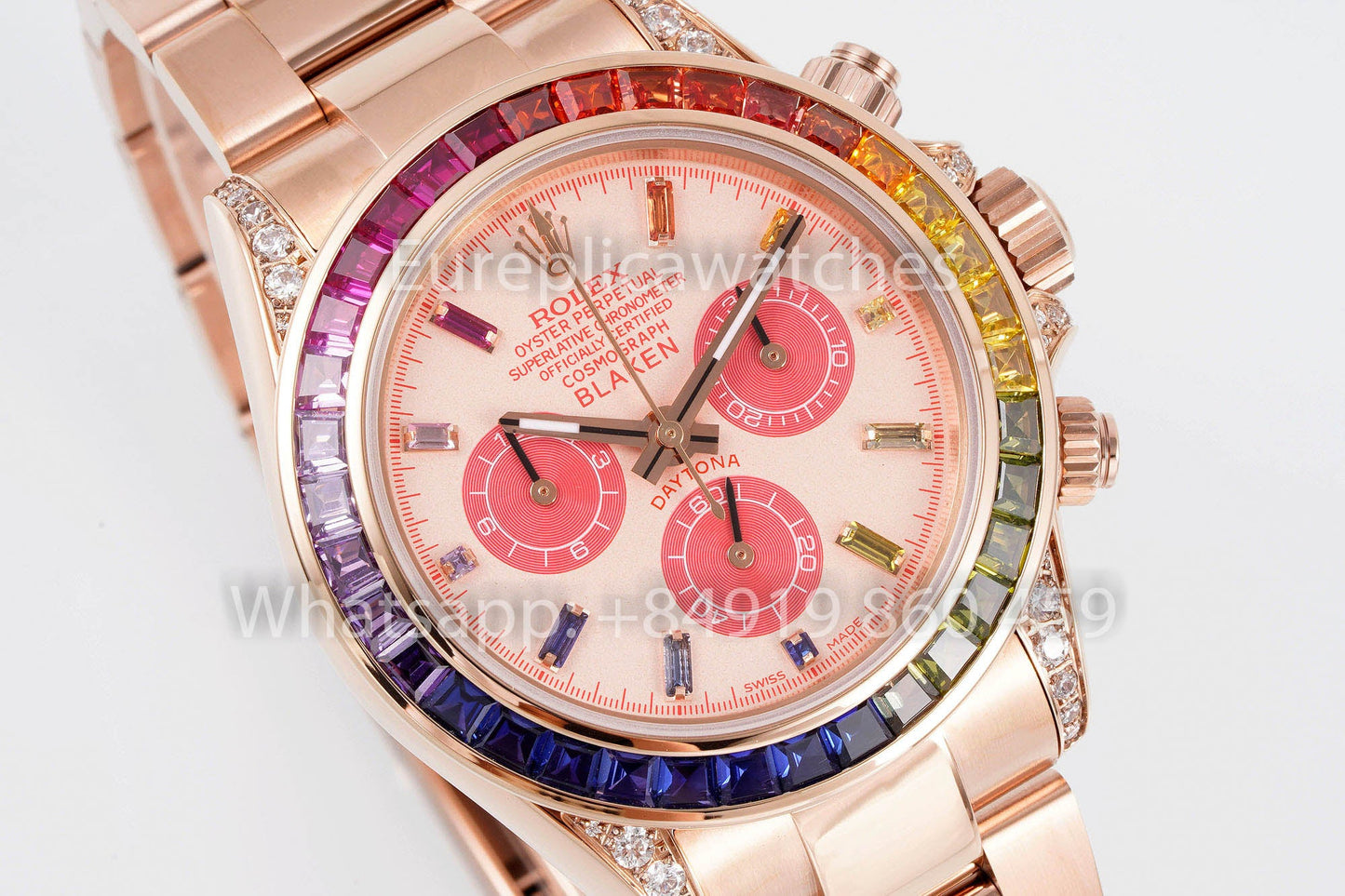 Rolex Daytona Rainbow Blacken Pink Rosa Oro 40 mm 1:1 Mejor clon EF Fabbrica SS