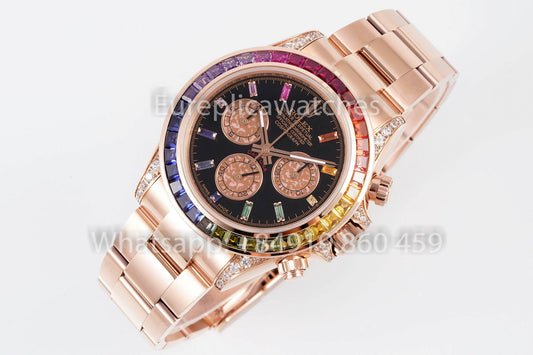 Rolex Daytona Rainbow Sundust cuadrante Rosa Oro 40mm 1:1 Best Clone EF Fabbrica SS