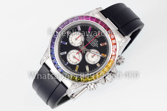 Rolex Daytona Rainbow Diamond cuadrante cuadrante nero 40mm 1:1 Best Clone EF Fabbrica