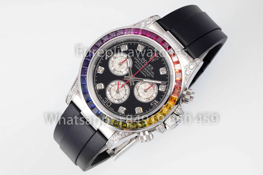 Rolex Daytona Rainbow Diamond quadrante quadrante nero 40mm 1:1 Best Clone EF Fabbrica acciaio inossidabile