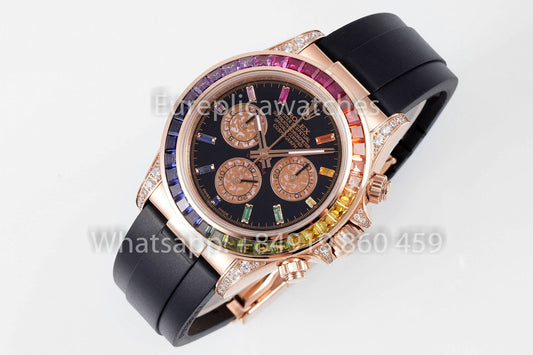 Rolex Daytona Rainbow Sundust cuadrante Rosa Oro 40mm 1:1 Best Clone EF Fabbrica