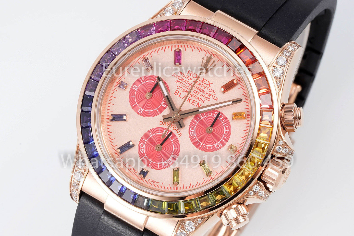 Rolex Daytona Rainbow Blacken Pink Rosa Oro 40mm 1:1 Melhor Clone EF Fabrica