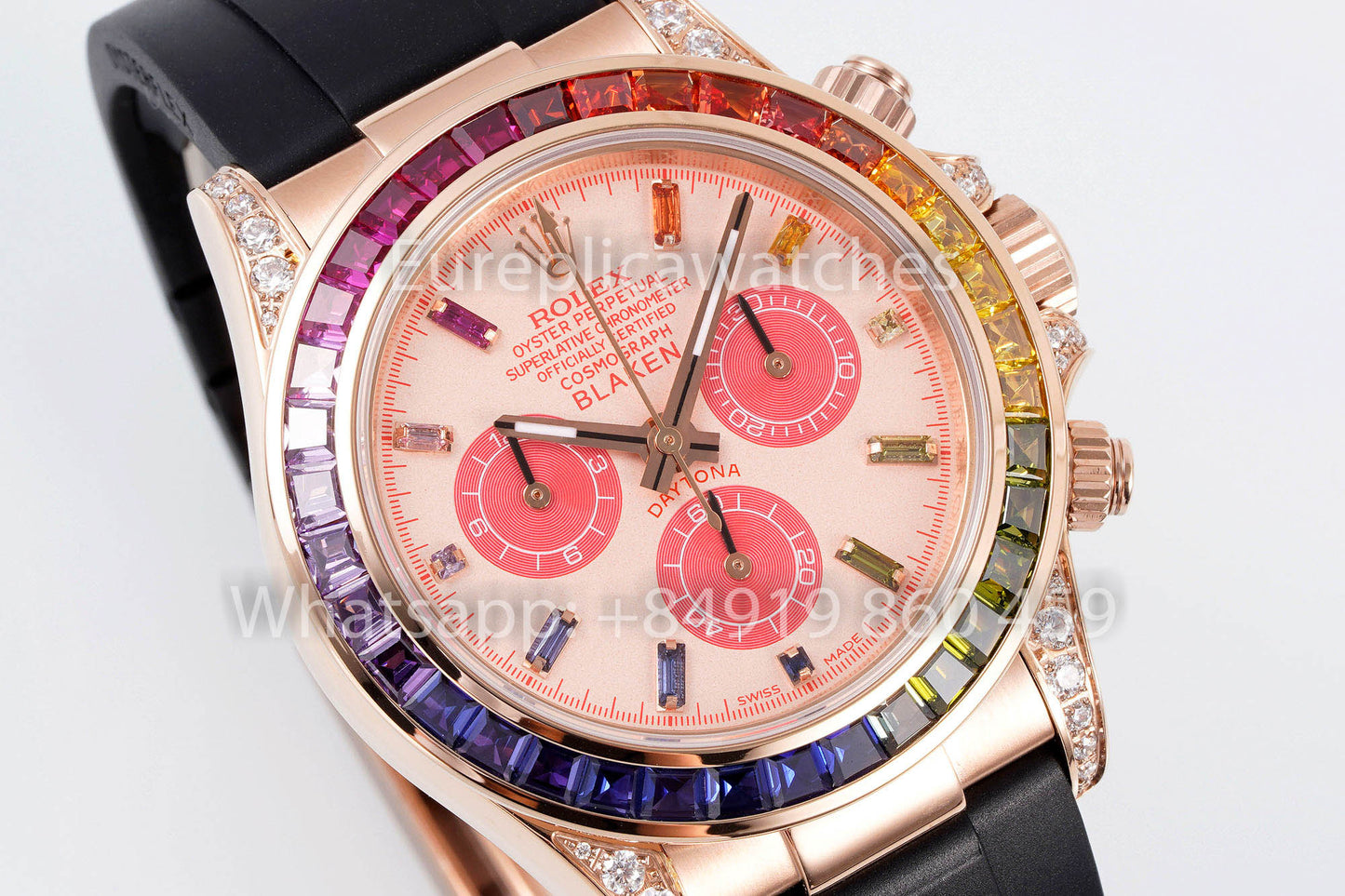 Rolex Daytona Rainbow Blacken Pink Rosa Oro 40mm 1:1 Melhor Clone EF Fabrica