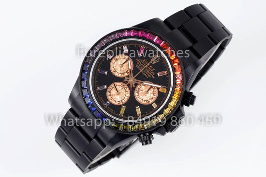 Rolex Daytona Blacken Raibow Nero 1:1 Melhor Clone acciaio inossidabile cinturino