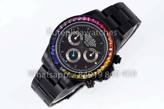 Rolex Daytona Blacken Raibow MAD 1:1 Melhor Clone acciaio inossidabile cinturino