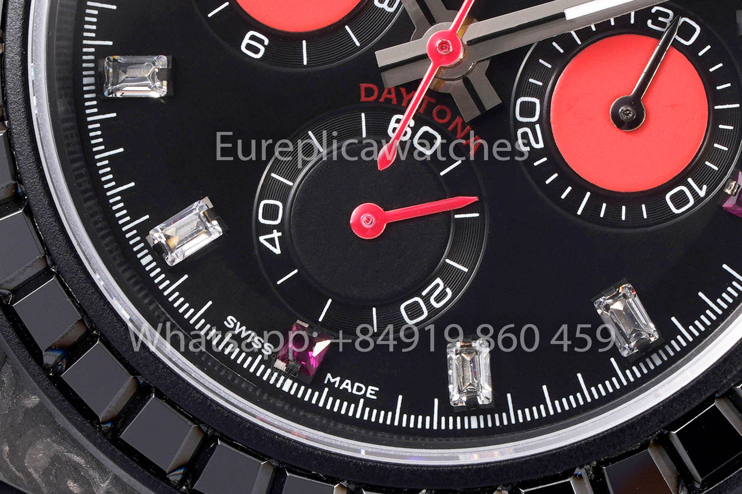 Rolex Daytona Carbonio Cassa Rainbow Nero 1:1 Melhor Clone Diw Custom Pelle cinturino