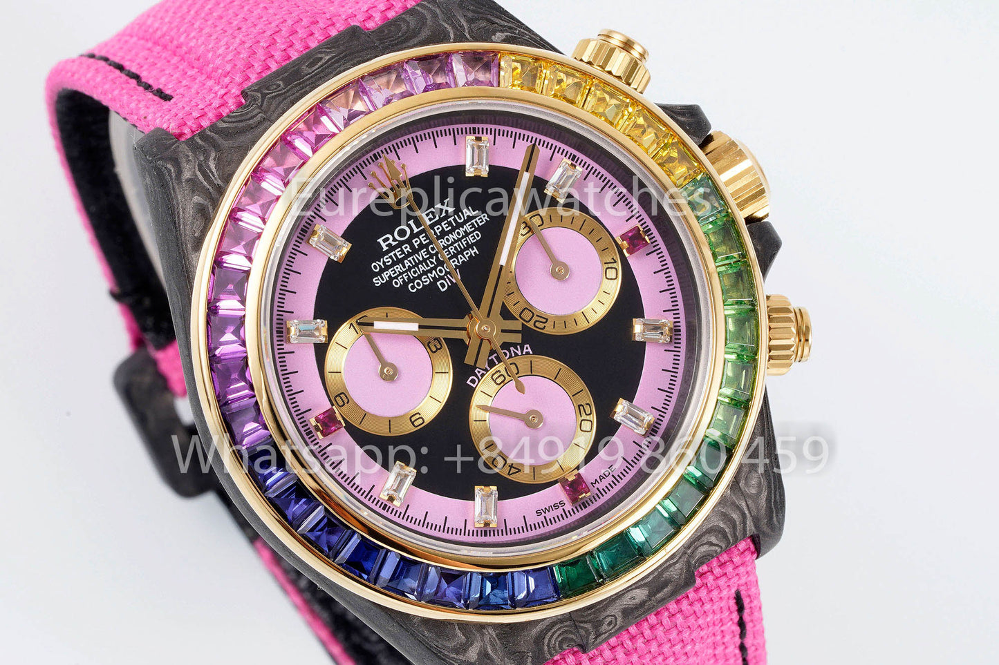 Rolex Daytona Carbonio Cassa Pink quadrante 1:1 Best Clone Diw Custom Velcro cinturino
