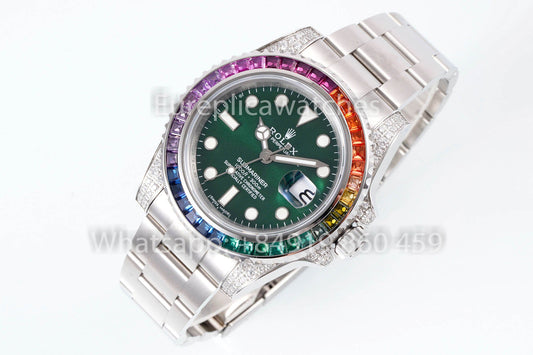 Rolex Submariner Rainbow quadrante verde 1:1 Best Clone EF Fabbrica 3135 movimento