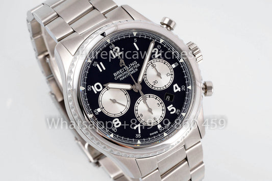 Breitling Aviator 8 Ab0117131b1a1 quadrante nero 1:1 Best Clone EF Fabbrica acciaio inossidabile