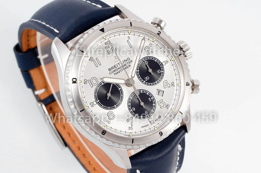 Breitling Aviator AB01194A1B1X1 quadrante bianco Blu cinturino 1:1 Best Clone EF Fabbrica