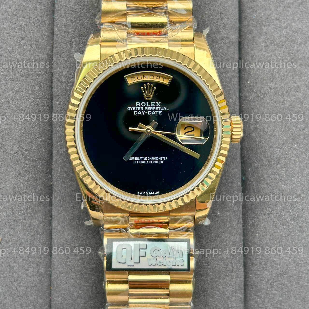 Rolex Day Date 18038 1:1 Best Edition QF Fabbrica Black Dial