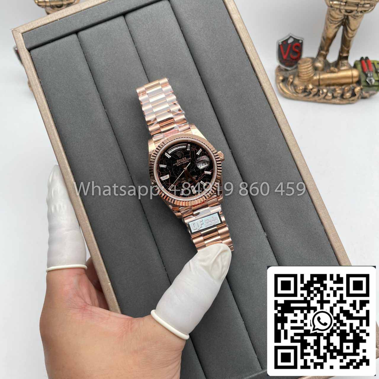 Rolex Everose Gold Day Date 40 228235-0045 1:1 Best Edition QF Fabbrica Eisenkiesel Dial
