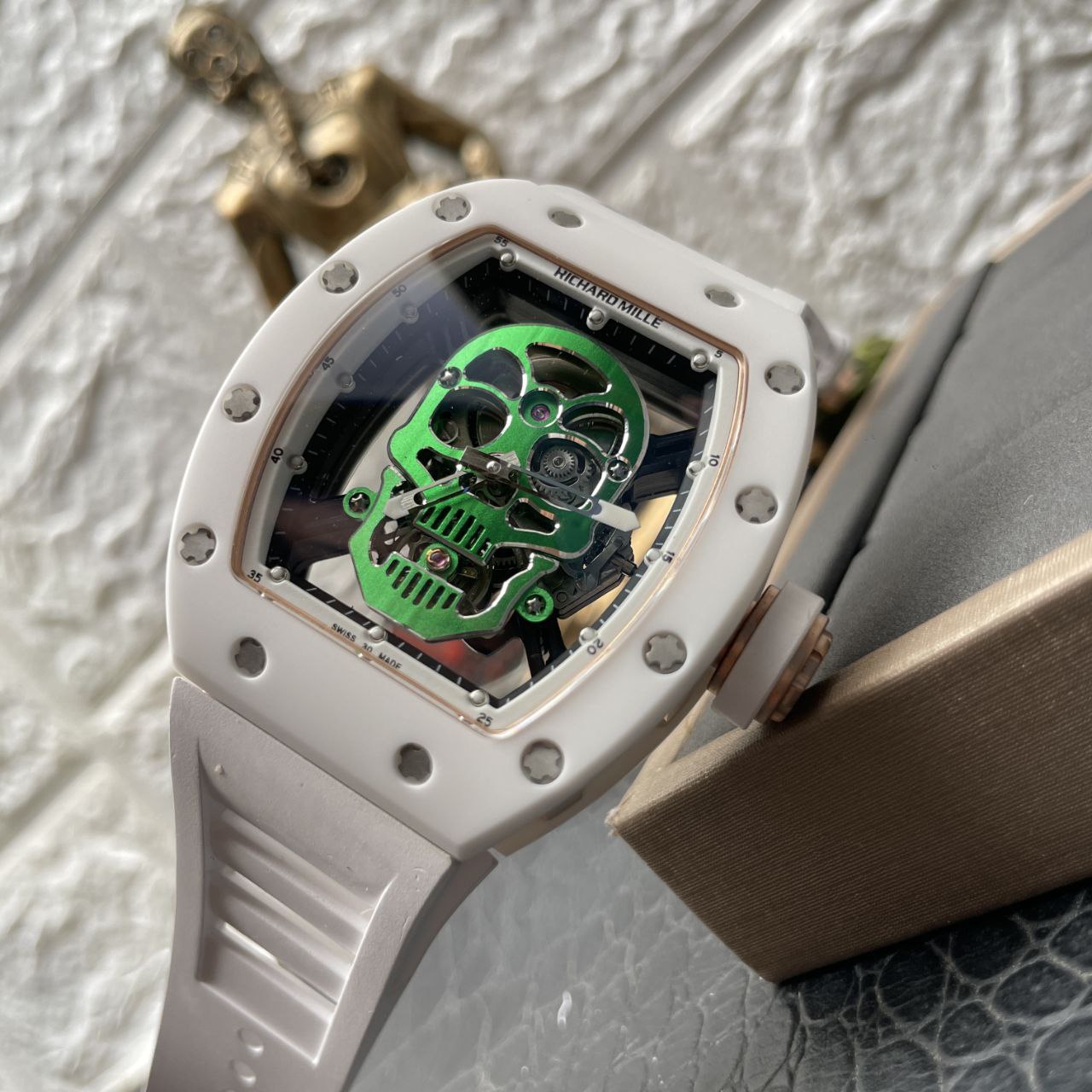 Richard Mille RM52-01 1:1 Best Edition YS Fabbrica Green Skull Tourbillon Dial