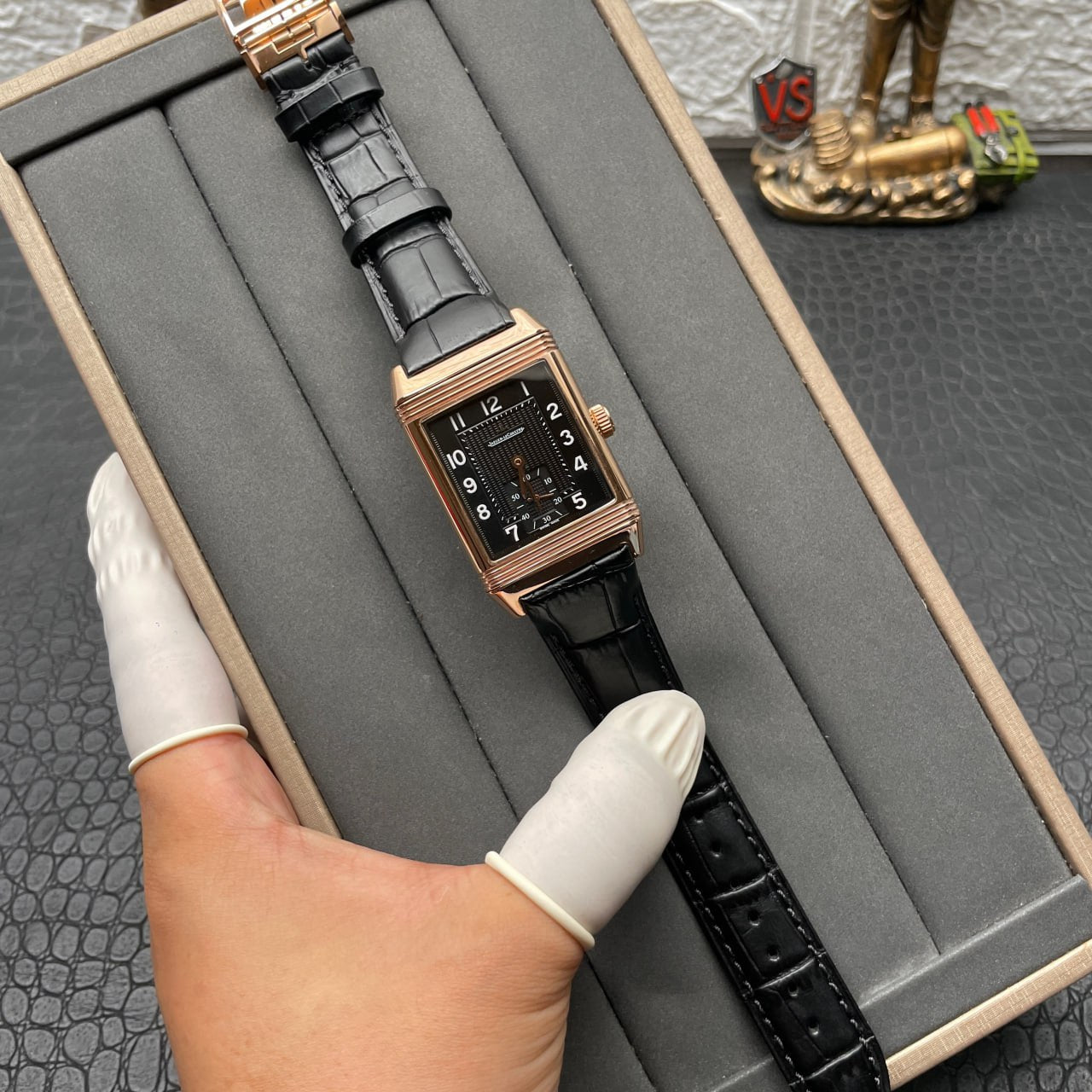 Jaeger LeCoultre Reverso Q3732470 1:1 Best Edition Rose Gold Black Dial