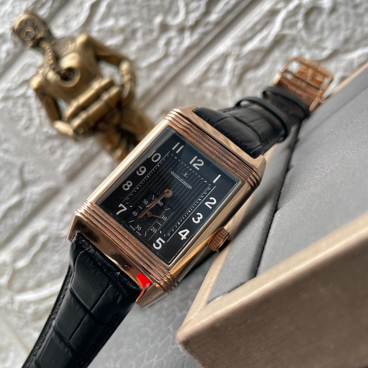 Jaeger LeCoultre Reverso Q3732470 1:1 Best Edition Rose Gold Black Dial