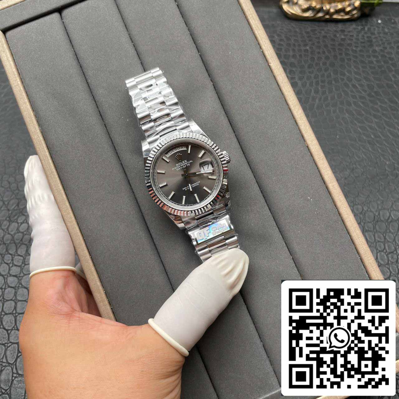 Rolex Day Date M228236-0013 Platinum slate dial Best 1:1 Edition QF Fabbrica 184 gram