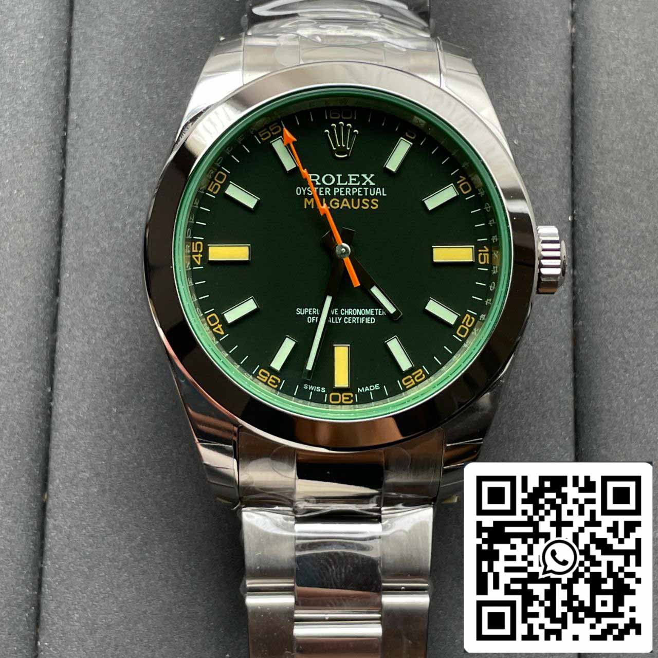 Rolex Milgauss 116400GV JVS Fabbrica 1:1 edizione migliore Swiss ETA3131 Black Dial
