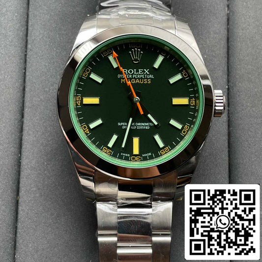 Rolex Milgauss 116400GV JVS Fabbrica 1:1 edizione migliore Swiss ETA3131 Black Dial