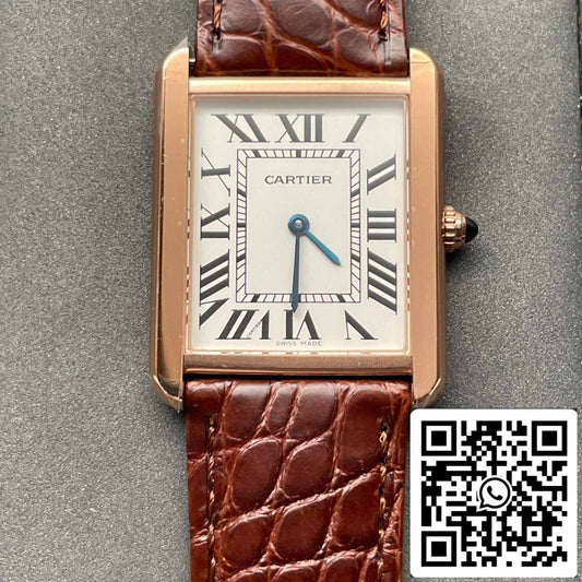Cartier Tank W5200026 1:1 edizione migliore BV Fabbrica Yellow Oro Brown Pelle cinturino