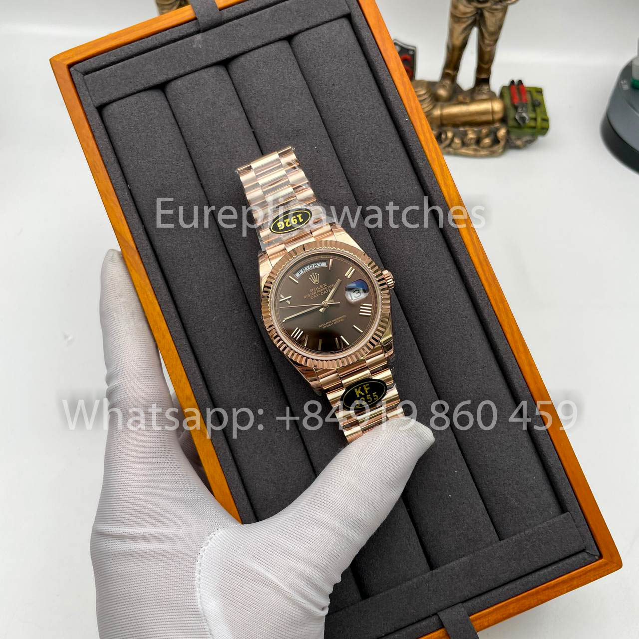 Rolex Everose Gold Day Date 40 228235-0002 Chocolate Dial  1:1 Best Clone KF Fabbrica 215 Gram