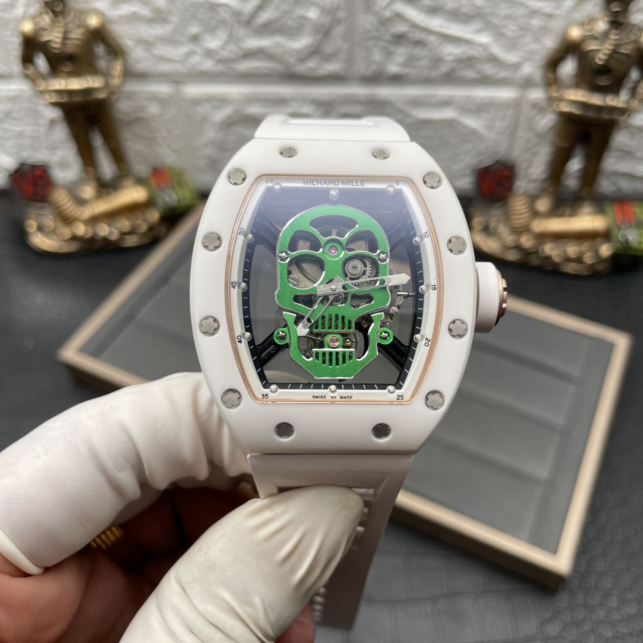 Richard Mille RM52-01 1:1 Best Edition YS Fabbrica Green Skull Tourbillon Dial