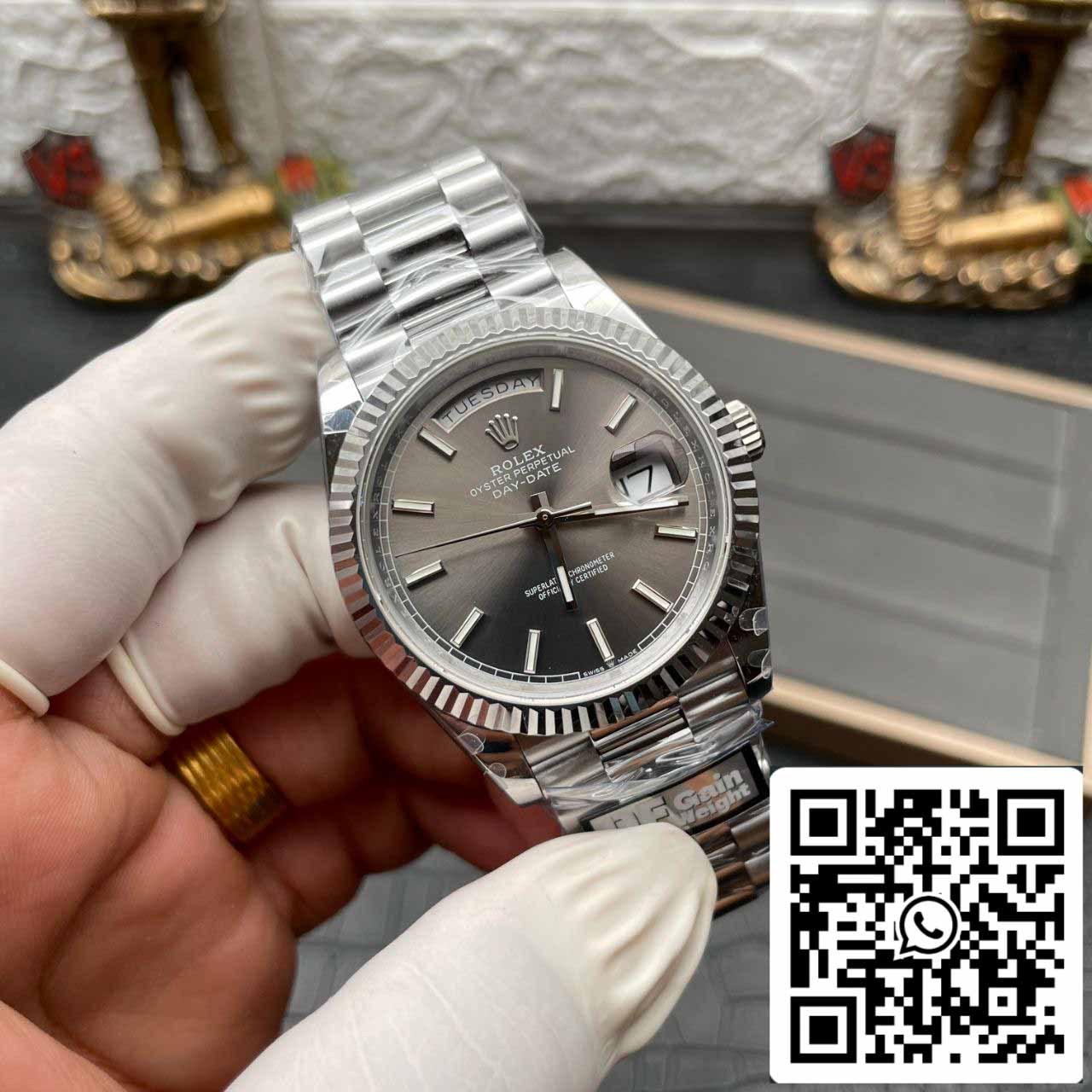 Rolex Day Date M228236-0013 Platinum slate dial Best 1:1 Edition QF Fabbrica 184 gram