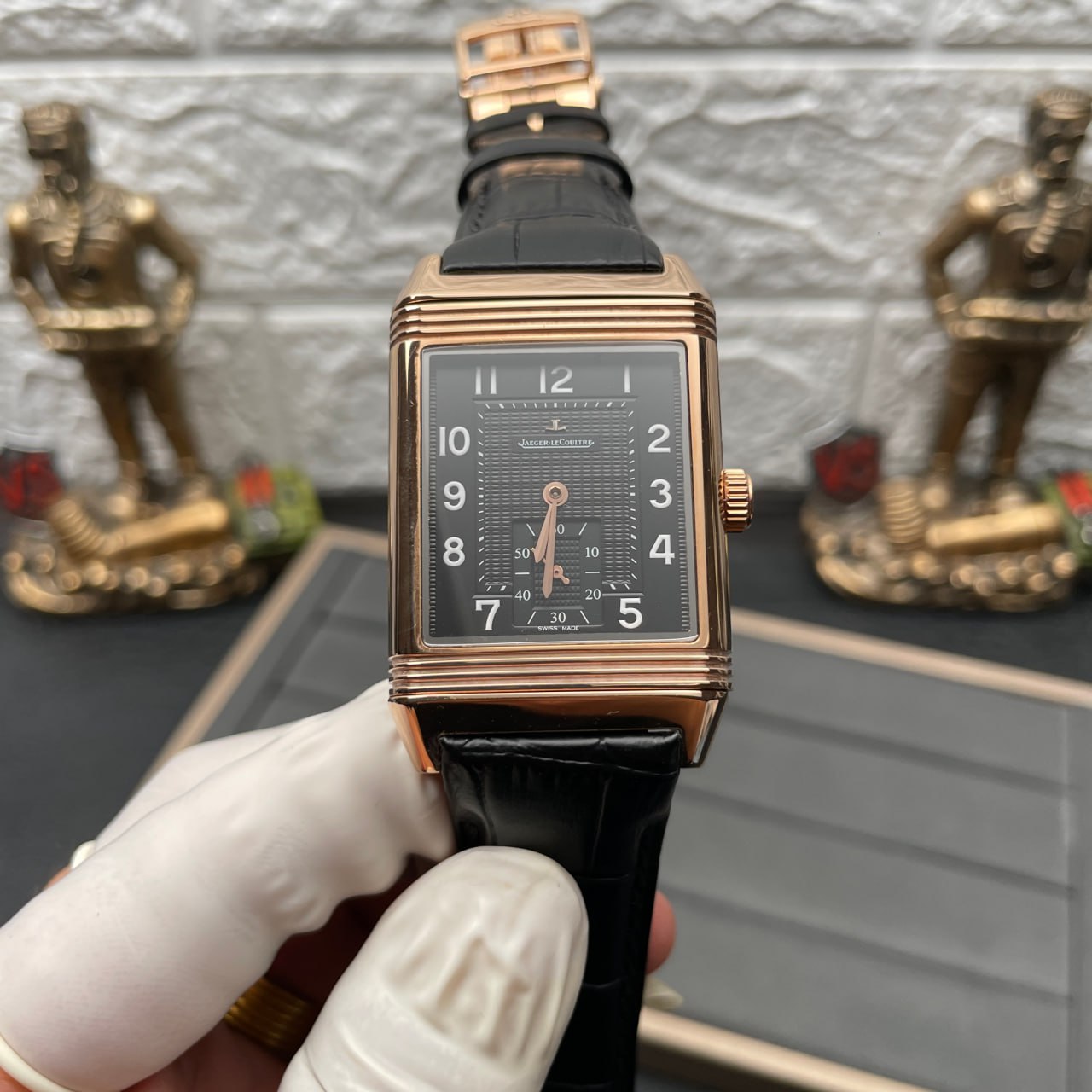 Jaeger LeCoultre Reverso Q3732470 1:1 Best Edition Rose Gold Black Dial