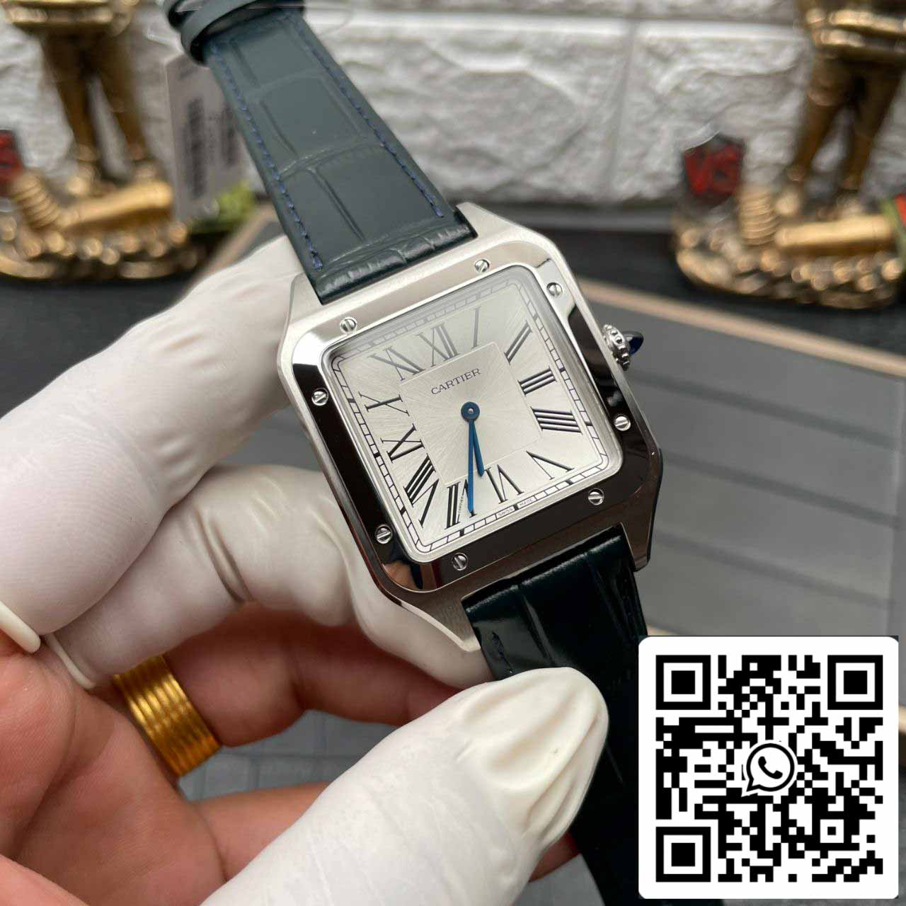 Cartier Santos Dumont WSSA0032 1:1 Melhor Edição F1 Fabbrica Mostrador Prata Suíço ETA430 MC