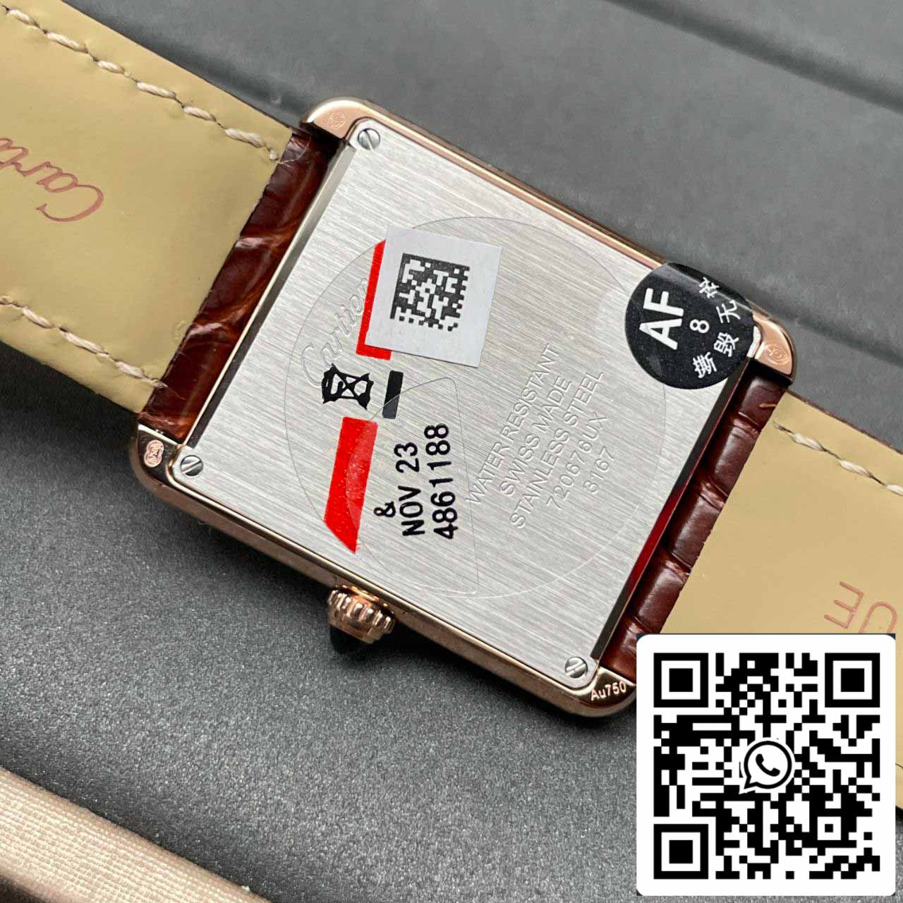 Cartier Tank W5200026 1:1 edizione migliore BV Fabbrica Yellow Oro Brown Pelle cinturino