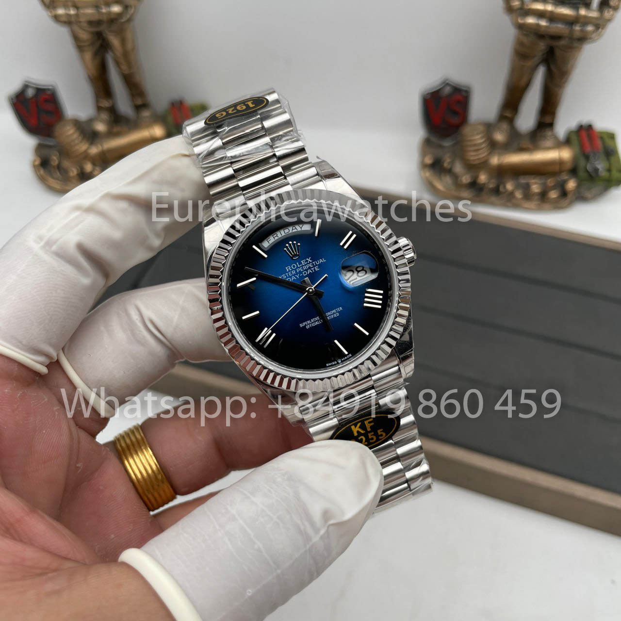 Rolex White Gold Day Date 40 228239-0076 Platina Aro Canelado 1:1 Best Clone KF Fabbrica 215 Gramas