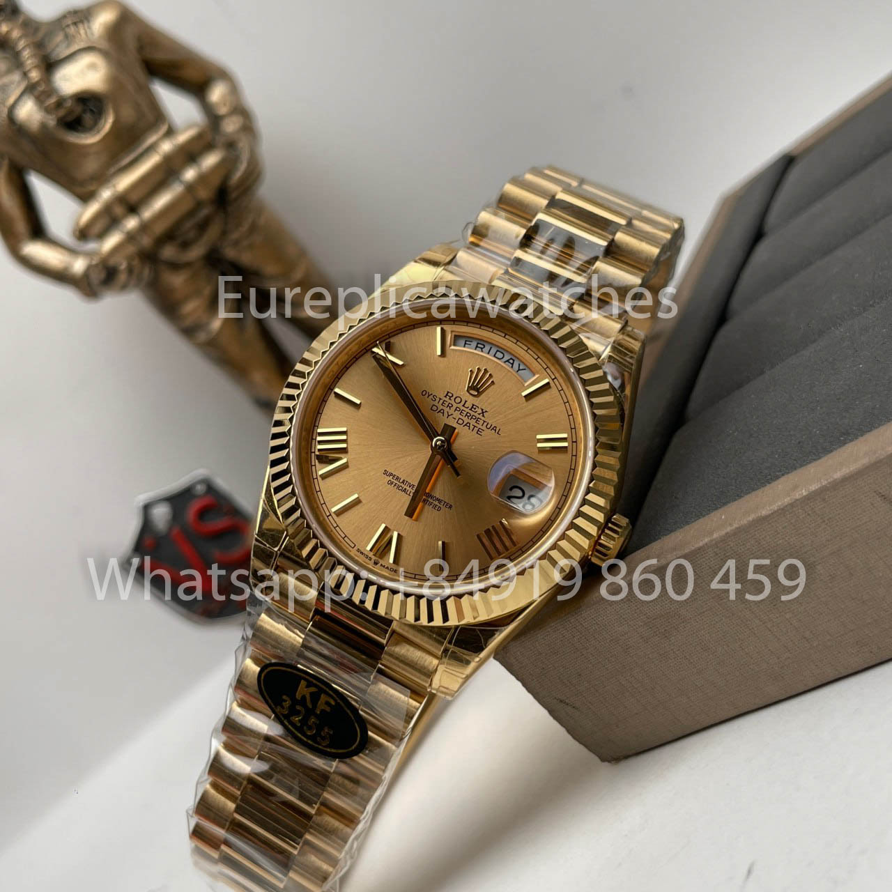 Rolex Yellow Gold Day Date 40 228238-0006 Yellow Dial  1:1 Best Clone KF Fabbrica 215 Gram