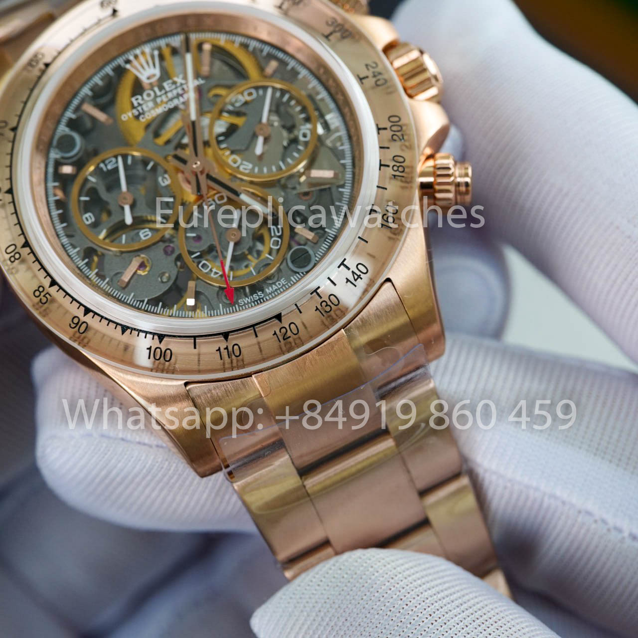 ADG Custom Rolex Daytona scheletrato quadrante Artisans de Genève “Glacier” 1:1 Best Clone Rosa Oro